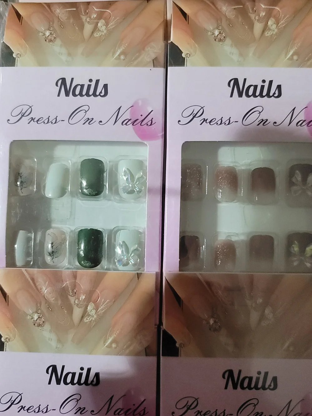 Assorted Press-On Nail Sets — Neutrals, Greens, Pinks & Accent Designs